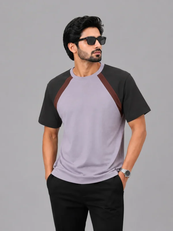 Urban Contrast Sleeve Semi Drop Shoulder T-Shirt